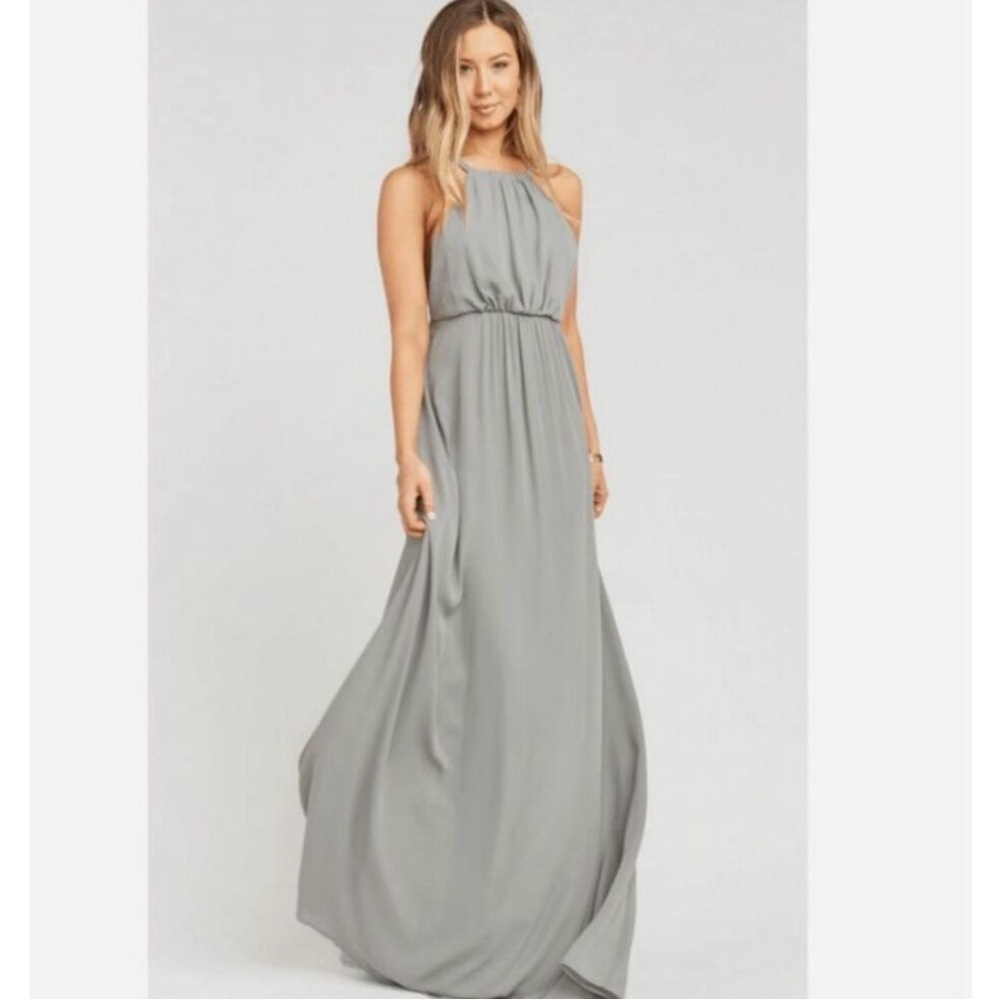 Show Me Your Mumu Women’s Grey Halter Maxi Dress Size XL Bridesmaid Wedding - Picture 2 of 7
